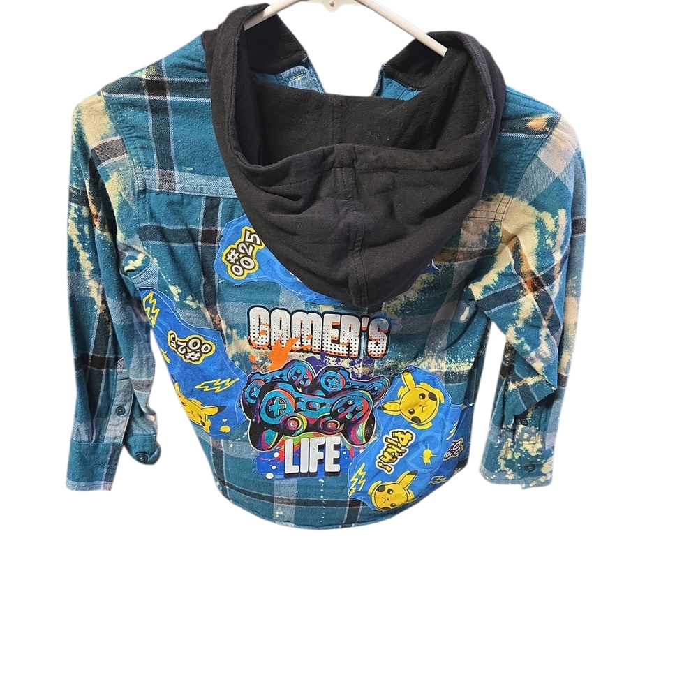 Wonder Nation Blue Plaid Gamer Hoodie